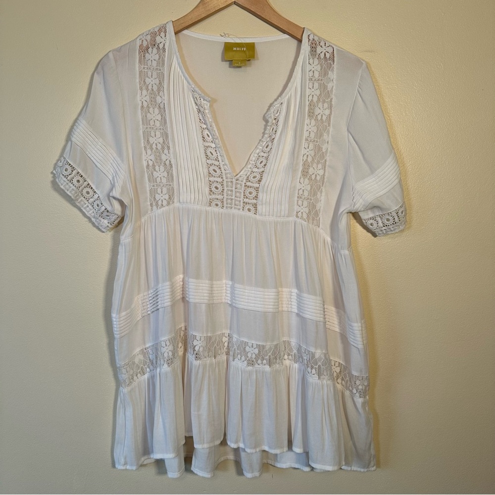 Maeve Anthropologie White Lace Top Blouse Medium NWOT Lace Boho Cottagecore